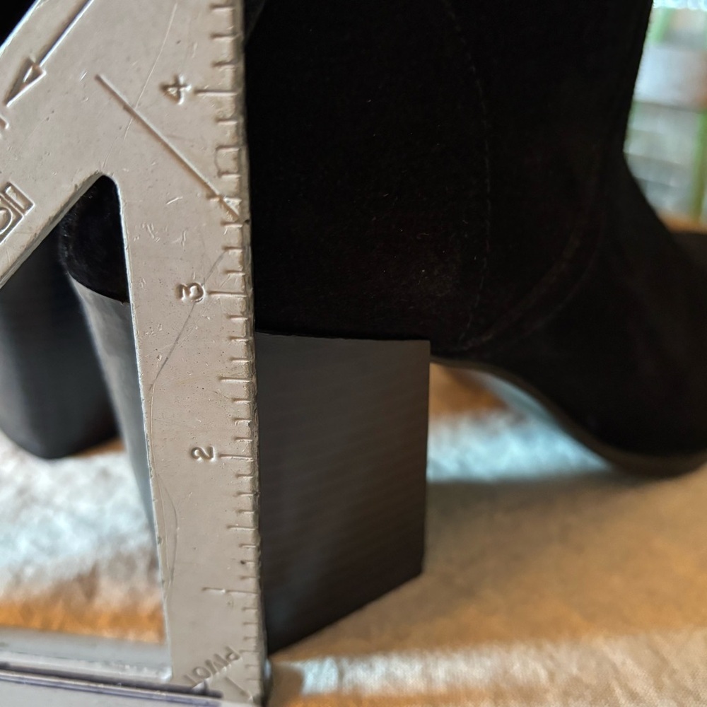 Zara Cowboy Split Suede Leather Heeled Ankle Boots Black Size 36 UE, Size 6 US. - Picture 5 of 14